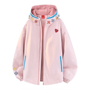 查尔斯桃心 美式撞色拼接连帽夹克男春上新潮流休闲防风情侣外套