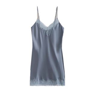 维多控真丝睡衣女夏蕾丝v领性感吊带睡裙蚕丝薄款新娘结婚家居服