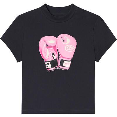 SALT.P可颜灰色印花短袖T恤女修身正肩短款2026春新款AC36160090