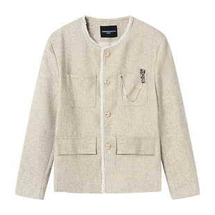 白口阳【恋爱幻想】小香风外套男生2025年新款春夏宽松卡其色上衣