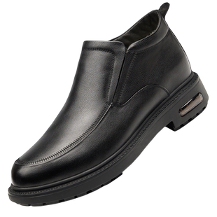 高哥增高鞋棉靴羊毛保暖男鞋冬季新款男士真皮靴加绒内增高靴子