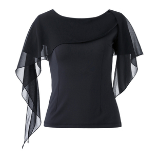朵俏拉丁舞上衣新款短袖夏季舞蹈服专业舞服摩登舞练功服跳舞衣服