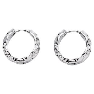 冷茶集饰极简冷淡风岩溶感不规则耳扣精致素扣耳环小圈百搭耳环女