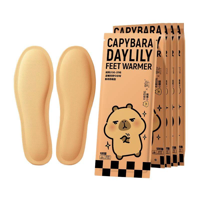 萱草卡皮巴拉发热鞋垫持久保暖足贴秋冬12小时自发热暖足热敷贴z