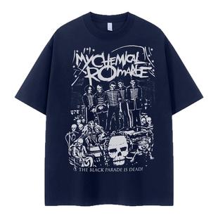 My Chemical Romance乐队复古美式落肩宽松纯棉圆领摇滚短袖T恤衫