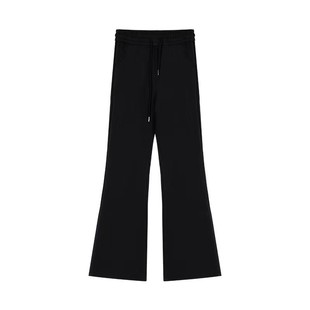 黑色微喇休闲裤女冬季加绒加厚弹力大码胖mm梨形身材显瘦运动卫裤