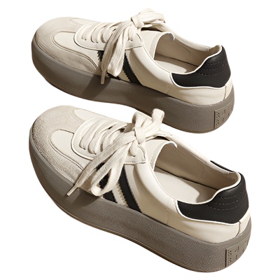 牛皮版秋冬百搭板鞋厚底学院风