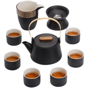 功夫茶具套装家用客厅简约陶瓷茶壶茶杯轻奢现代办公室会客小套装