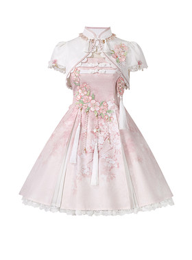 夏季女改良汉服吊带裙短袖套装