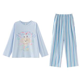 安之伴【巨柔软】睡衣女款春秋季纯棉长袖家居服宽松卡通两件套装