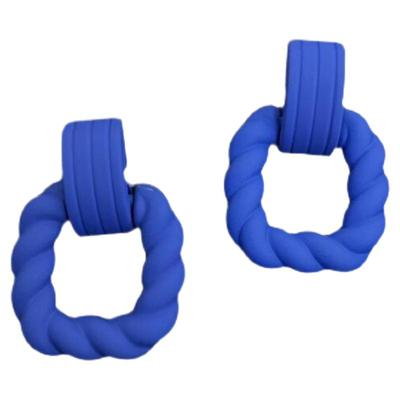 秋冬貂毛复古超显白井格克莱因蓝蝴蝶结小众耳环耳夹无耳洞女