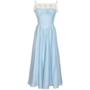 奈良吊带裙沙滩裙海边度假裙子夏季法式连衣裙2025女新款一字领