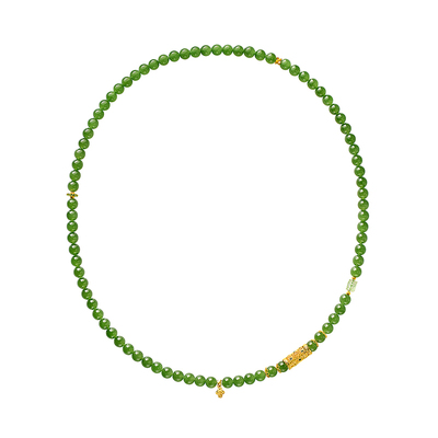 觉人和田玉阳绿碧玉项链18K黄金
