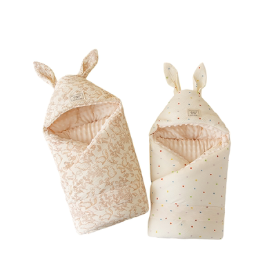 婴儿夹棉保暖抱被纯棉秋冬加厚