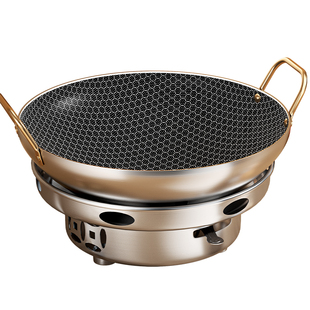 不锈钢干锅锅具一套酒精炉小火锅家用锅仔酒店专用锅加厚户外炉子