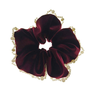 红色丝绒发圈女复古宫廷大肠发圈秋冬ins绑头发皮筋珍珠头绳发绳