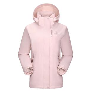 【羽绒】骆驼粉色冲锋衣女款三合一羽绒服内胆冬季加厚滑雪外套男