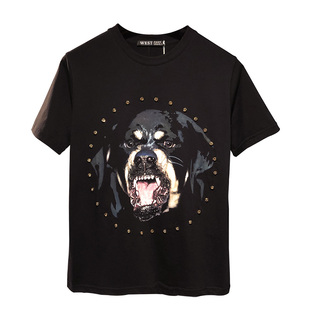 欧美潮牌GVC钻狗轻奢短袖潮男装个性青少年宽松纯棉T恤男女同款潮