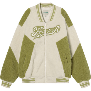 【99/件】EPTISON摇粒绒棒球服女2024秋季新款复古宽松学院风外套