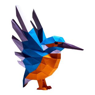 41厘米高 飞翔翠鸟鸟类纸艺立体家居桌面装饰摆件手工DIY纸模型