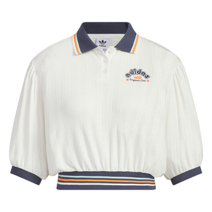 经典复古针织短款翻领短袖POLO衫女装夏季adidas阿迪达斯三叶草