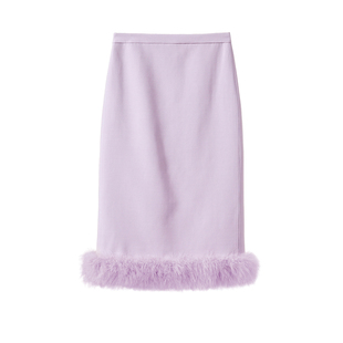 YongLeap柜品早春新品色彩美学！时尚高腰拼羽毛后开衩A型半身裙