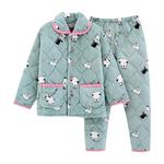 新款睡衣冬季女士三层加厚睡衣夹棉加绒珊瑚绒法兰绒保暖居家时尚