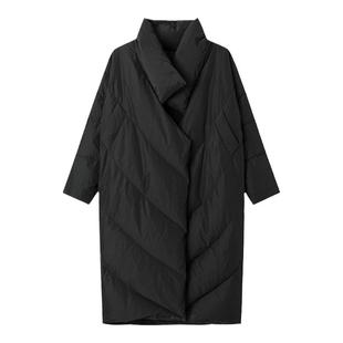 EAM STUDIO冬装山本风宽松白鸭绒长款暗黑设计感立领羽绒服外套女