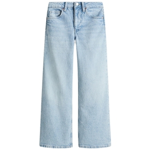 HM冬季女童牛仔裤潮流高腰水洗阔腿牛仔裤1165482