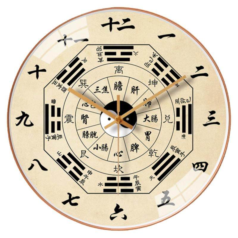 中国风八卦时辰钟表创意圆形挂钟