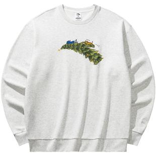 安踏新年款情侣加绒套头卫衣男女冬季趣味印花长袖休闲运动服上衣