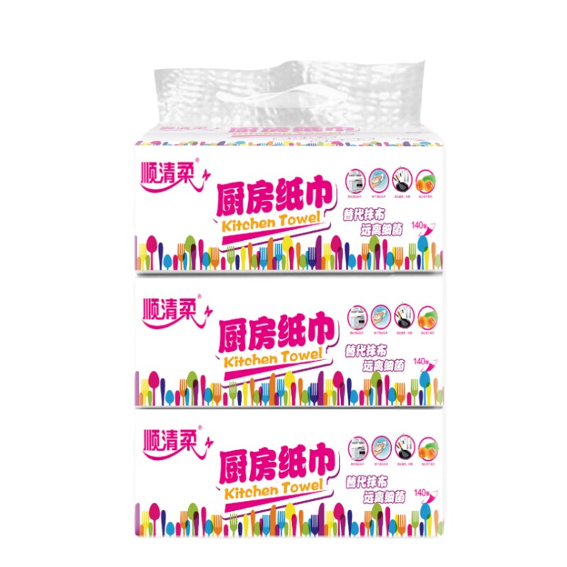 顺清柔厨房用纸厨房纸9包抹布