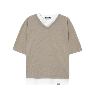 【四合一功能】Unvesno(UN)老钱极简防晒凉感7A抗菌假两件V领T恤