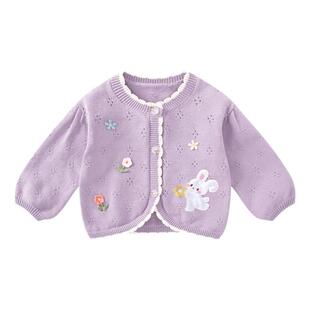 宝宝外套2026春装衣服婴儿薄款针织开衫女童洋气上衣儿童春秋外搭