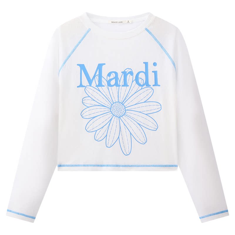 MardiLadin秋季新款印花圆领显瘦T恤女宽松通勤百搭休闲长袖上衣