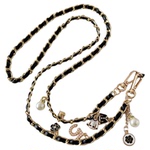 小香风手机链金属皮革牢固耐用挂链山茶花珍珠吊坠精致名媛千金时尚背带链条斜挎可背女轻奢高级感包包挂绳壳