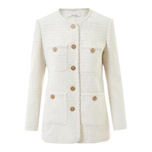 朗姿法式复古高级感气质肌理感短款外套春季新款时尚醋酸短外套