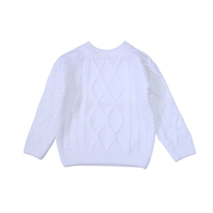 儿童纯白色毛衣加绒加厚秋冬宝宝小童打底衫男女童洋气套头针织衫