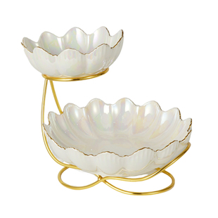 欧式水果盘家用客厅茶几轻奢多层下午茶糖果前台零食盘新年干果盘