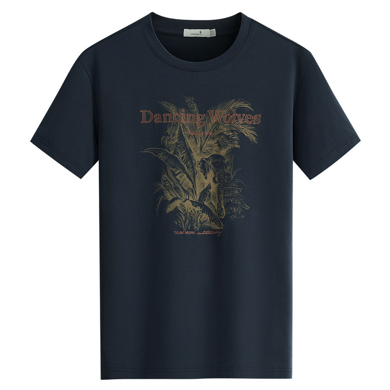 【重工印绣】与狼共舞圆领短袖T恤男士2025夏季新款凉感透气上衣