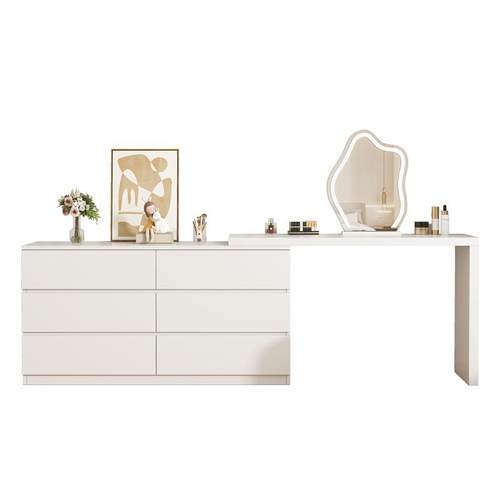 实木梳妆台现代简约斗柜一体化妆台转角储物收纳柜轻奢伸缩化妆桌