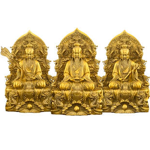 黄铜三清像摆件太上老君神像道家祖师像供奉元始道德天尊新款大号