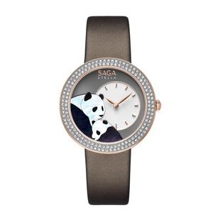 SAGA世家手表女熊猫款【买赠牛皮表带】国潮简约时尚潮流女士手表