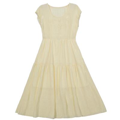 谜底连衣裙无袖女2025夏季新品复古度假合身X型长裙裙子252ML0503