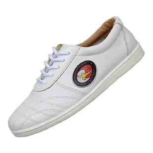 红棉软牛皮太极鞋透气孔练功鞋武术训练鞋男女款秋夏季晨练表演鞋