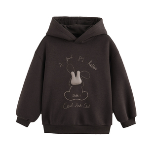 砚台家童装女童加绒连帽卫衣2025冬季新款儿童一体绒卡通印花上衣