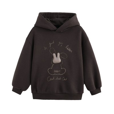 砚台家童装女童加绒连帽卫衣2025冬季新款儿童一体绒卡通印花上衣