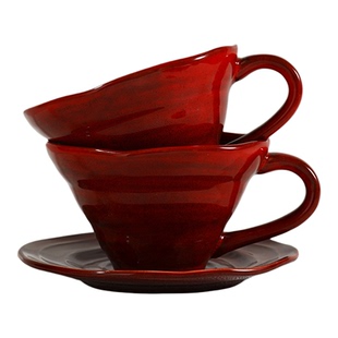 红色咖啡杯碟套装精致高档咖啡杯具马克杯陶瓷高颜值喝水杯早餐杯