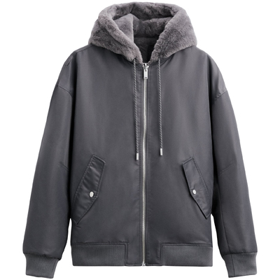 ZA连帽秋冬仿皮草两面穿夹克