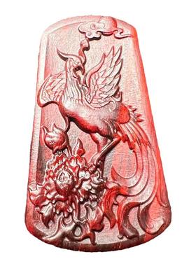 小叶紫檀凤凰吊坠红木火凤凰挂件缺火补火木质项链桃花牌男女定制